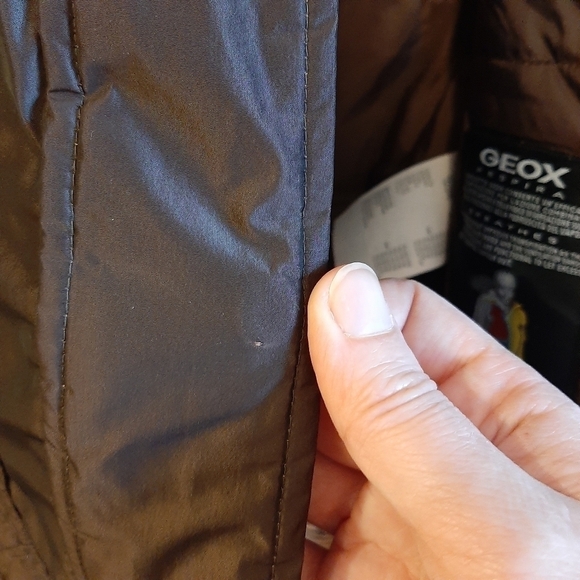 Geox Respira Women's 8 Bronze Jacket Shimmery Quilted Belted Coat Brown Italy - Picture 14 of 15